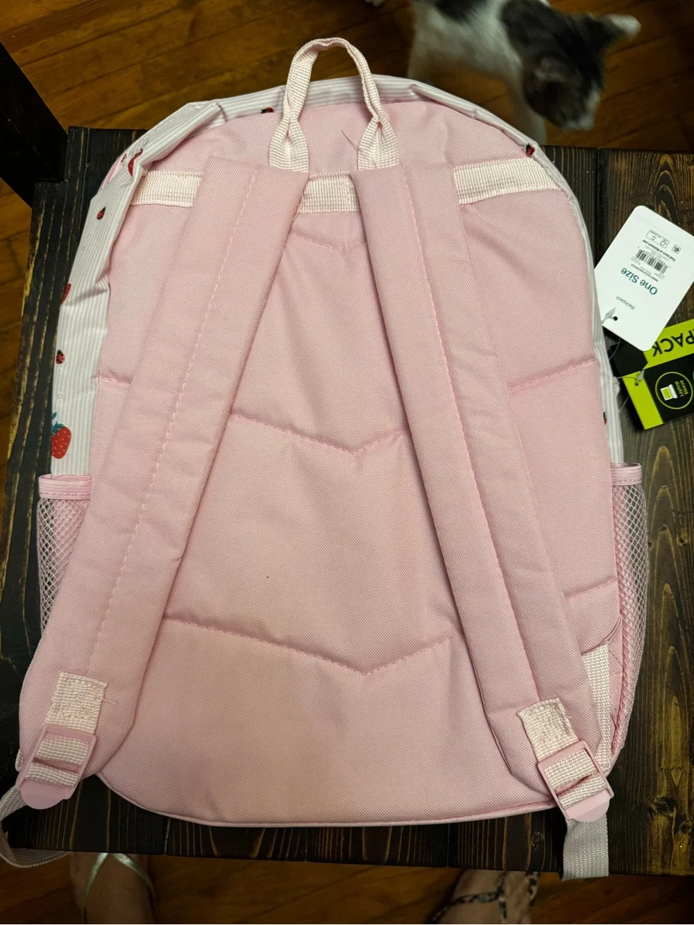 Wonder Nation 17” Pink Strawberry Print Backpack with Floral Pattern